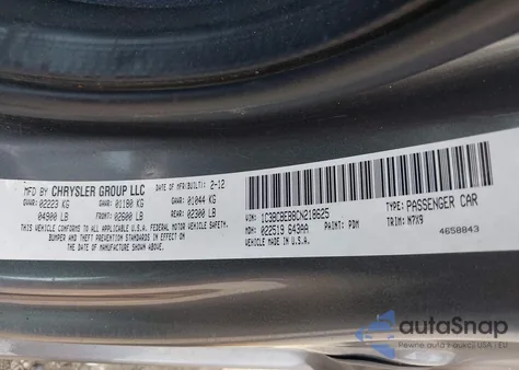 2012 Chrysler 200 Touring from USA, damaged, VIN 1C3BCBEB8CN218625